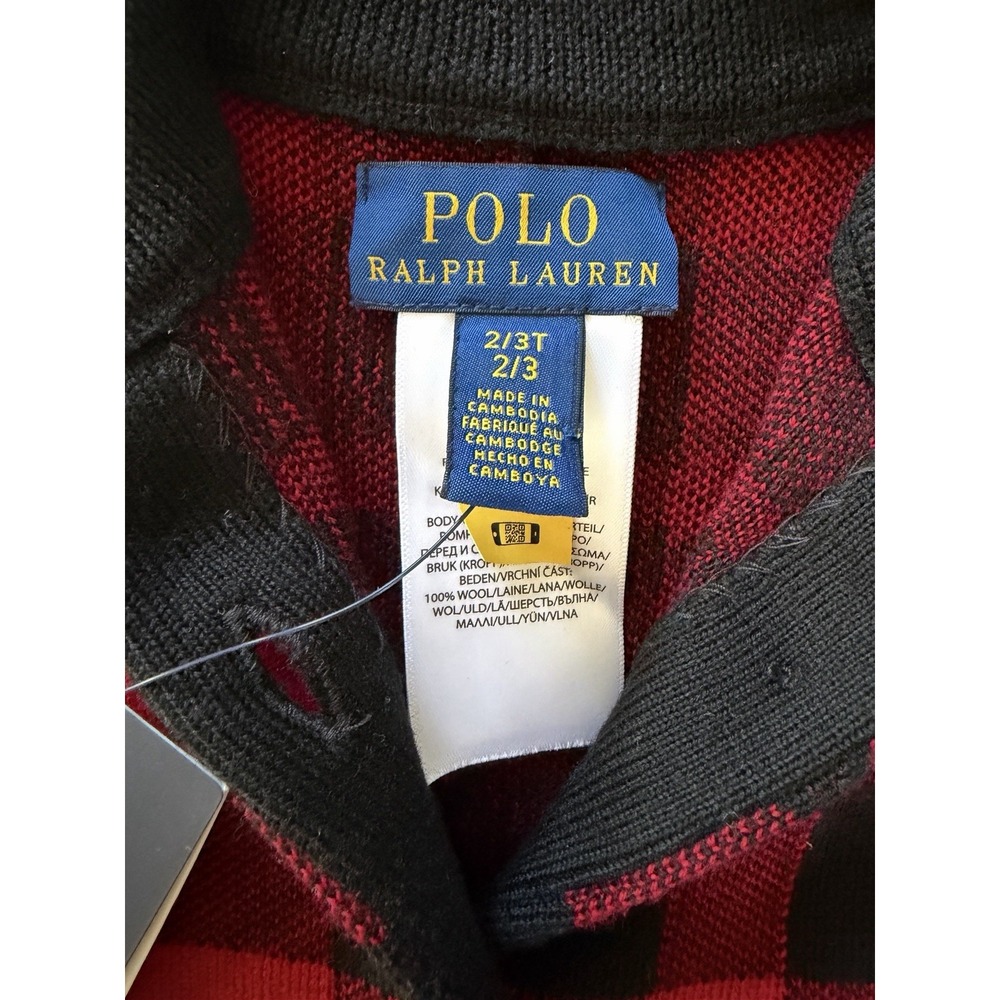 Ralph Lauren Girls Wool Plaid Poncho Cape Size 2/3T Red Black NWT Retails $195 - Picture 5 of 11